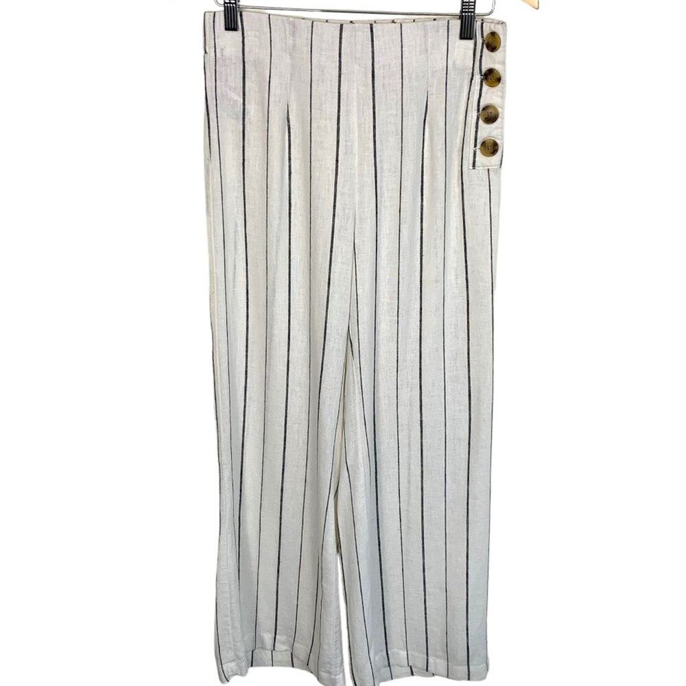 GAP White and Black Striped Wide Leg Pants